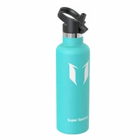 Super Sparrow termos boca od nehrđajućeg čelika 1000 ml, tirkizna, bez BPA, standardni otvor, s poklopcem sa slamkom i bambusovim poklopcem, H — set od 1 kom. 2