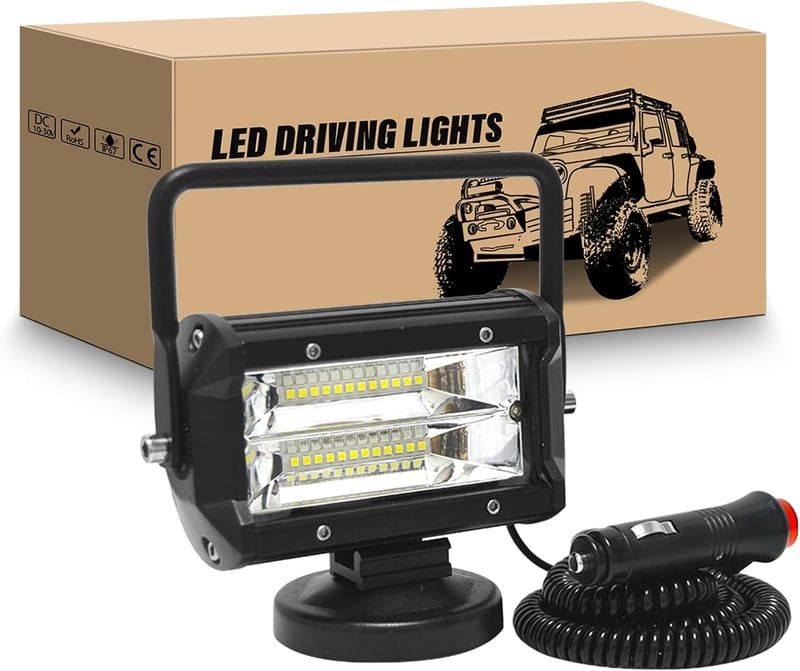 RIGIDON 72W LED munkalámpa mágnestalp, 5" 12V, terepjáró, traktor, hajó, 6000K