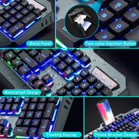 MAMBASNAKE Vezeték Nélküli Gamer Billentyűzet és Egér Szett, 2.4G, 3800mAh Akkumulátor, RGB LED Háttérvilágítás, 2400DPI, 7 Színű Egér 6