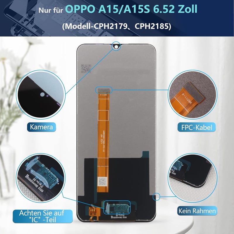 RongZy Oppo A15/A15s LCD Kijelző és Érintőképernyő Csere Szett 6,52 Hüvelykes Fekete Szerelő Eszközökkel CPH2185 CPH2179 Modellekhez