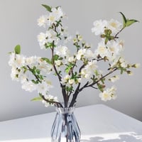 ROLLWAY Művirág Cseresznye Ágak 3 db - 49 cm Fehér Művirágok Tavaszi Dekoráció, Selyemvirág Cseresznyevirág Ágak Vázába, Magnólia Utánzat 1