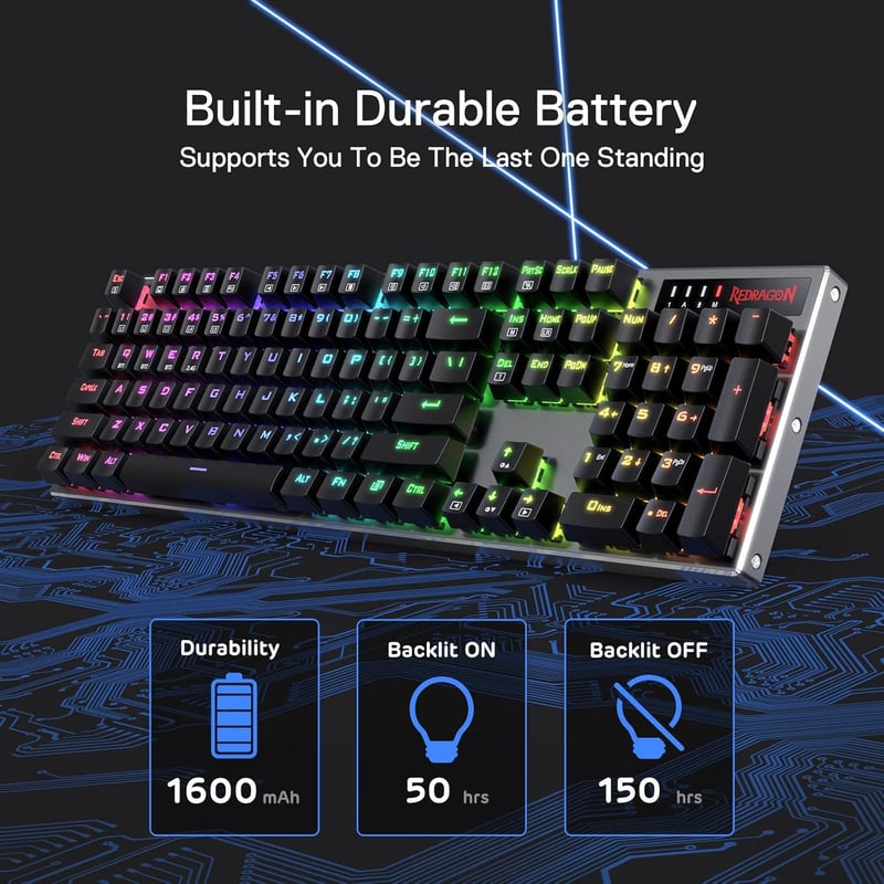 Redragon K556 PRO RGB vezeték nélküli gamer billentyűzet, cserélhető csendes piros kapcsolókkal