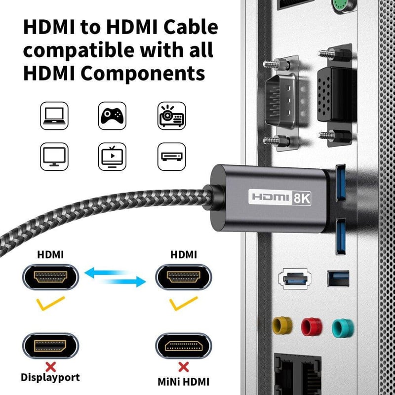 LG 8K HDMI 2.1 hosszabbító kábel, 1m, szürke, 60Hz