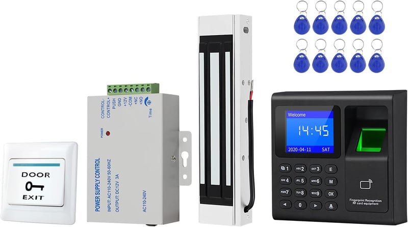 ReaIOKbii 125KHz RFID Beléptető Rendszer - 180kg Mágneszárral, Kódzárral, 10db Kulcstartóval, Tápegységgel - Falra szerelhető Ajtóvezérlő Ké