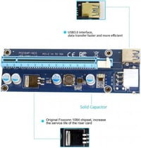 PCI-E Bányászgép Riser Adapter USB 3.0 és SATA Kábellel - Cablecc Erősített 3