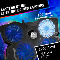 KLIM Wind Laptop Hűtő - RGB Világítás - 4 Ventilátor - USB Tápellátás - Stabil és Csendes - PC, Mac, PS4 Kompatibilis - 11-17 Colos Laptopok 3