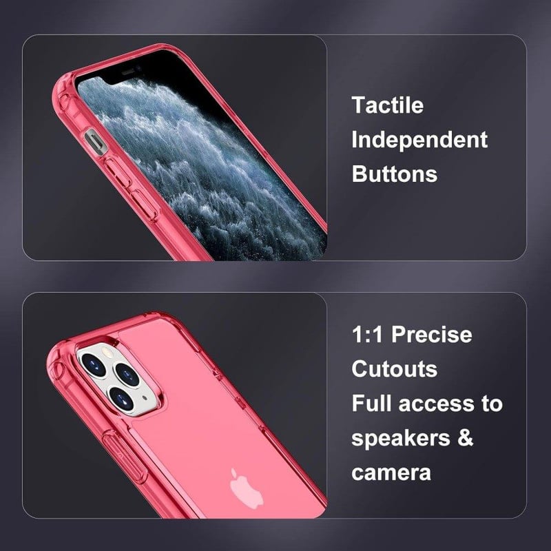 Apple iPhone 11 Pro Piros Áttetsző Szilikon Tok Beépített Állvánnyal