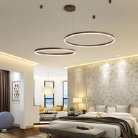 YYUTLUO Modern LED Csillár, 2 Barna-Arany Gyűrű, 40+60 cm, 40W, Távirányítós Fényerőszabályzás, Fém-Akril Függőlámpa Nappaliba 6