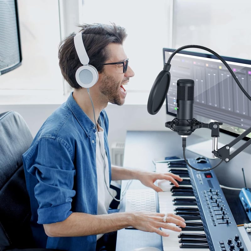 SUDOTACK USB Gaming Mikrofon Kondenzátor PC Streaming Podcast Felvételhez