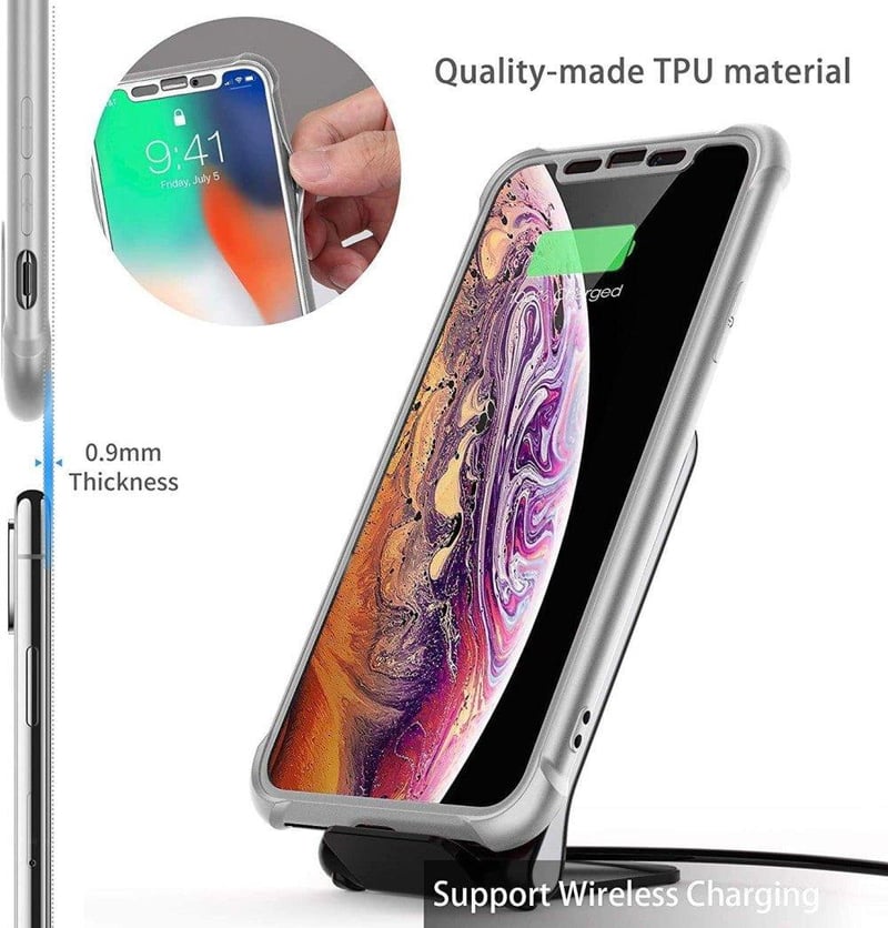 iPhone X/XS Szürke Szilikon Védőtok + 2db Edzett Üvegfólia Szett