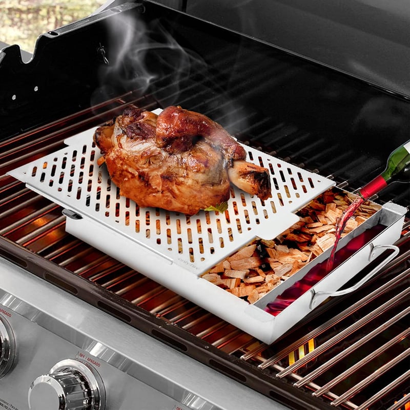 OnlyFire füstölő grillserpenyő vízadagolóval, gáz- és faszenes grillhez