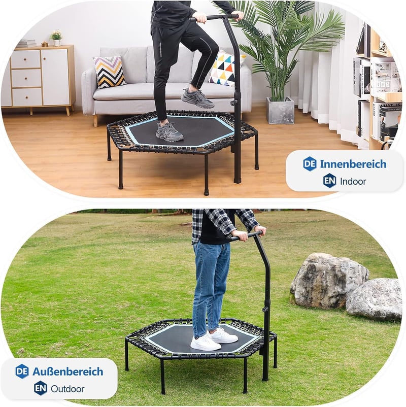 Yorbay Fitness Trambulin 126cm - Állítható Magasságú Beltéri Ugrálóeszköz 150kg Teherbírással