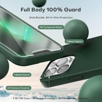 Apple iPhone 13 Pro Sötétzöld Szilikon Tok Fólia Szettel 4