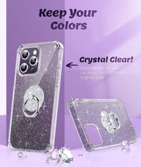 iPhone 14 Pro Fekete Glitteres Gyűrűs Tok - Ütésálló és Csillogó Védelem 3