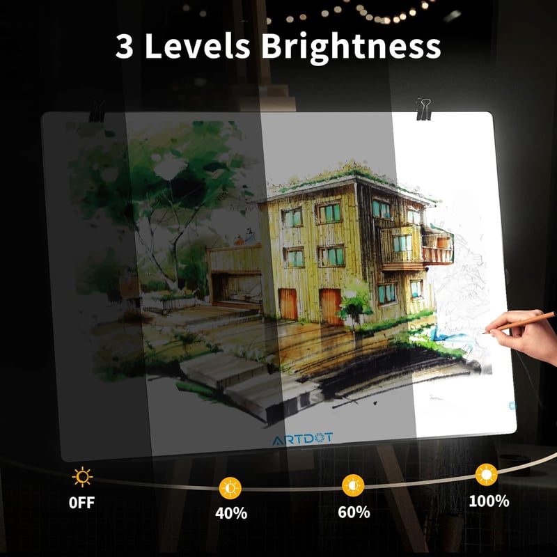 ARTDOT A1 Világító Tábla 5D Gyémántfestéshez - Állítható Fényerősségű LED Panel Gyémánt Mozaik Készítéshez (90x60cm) - 04-A1