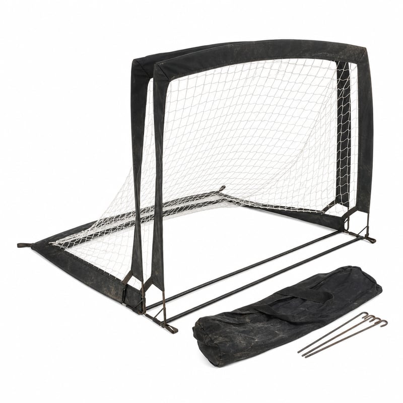 Amazon Basics Pop-up focikapu 2 db-os szett, 121 x 91 cm, hordozható edzőkapu — koszos, rozsdásodás jeleivel (állapot: lásd a 2. képet)