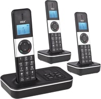 Bisofice D1002 Vezeték Nélküli Telefon 3 Kézibeszélővel - Üzenetrögzítő, Hívóazonosító, 1,6" LCD Kijelző, 16 Nyelv, Otthoni és Irodai Haszná 1