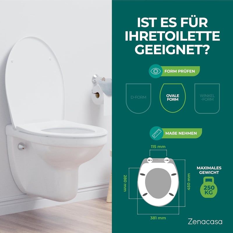 BMS International Ovális Fehér WC Ülőke Duroplast Anyagból, Antibakteriális Bevonattal és Prémium Lassú Záródású Mechanizmussal