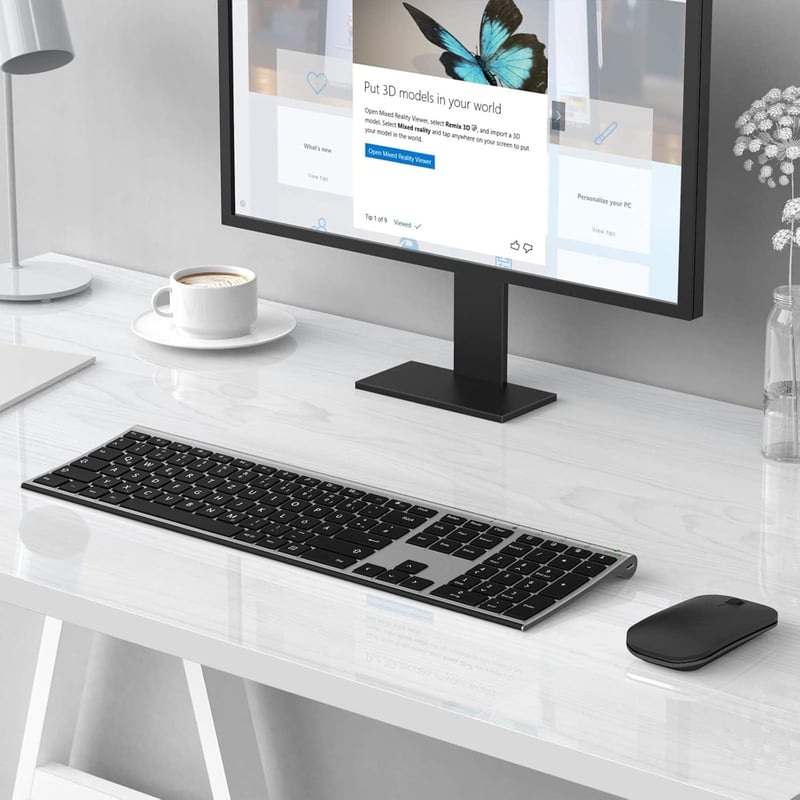 seenda Vezeték Nélküli Billentyűzet és Egér Szett - Újratölthető, Ultravékony Alumínium QWERTZ Billentyűzet, 2.4G Technológia, Windows Kompa