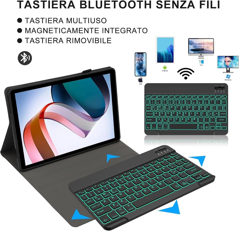 Xiaomi Redmi Pad 10.61 Bluetooth billentyűzetes tok - Levehető, háttérvilágítású, QWERTY, fekete