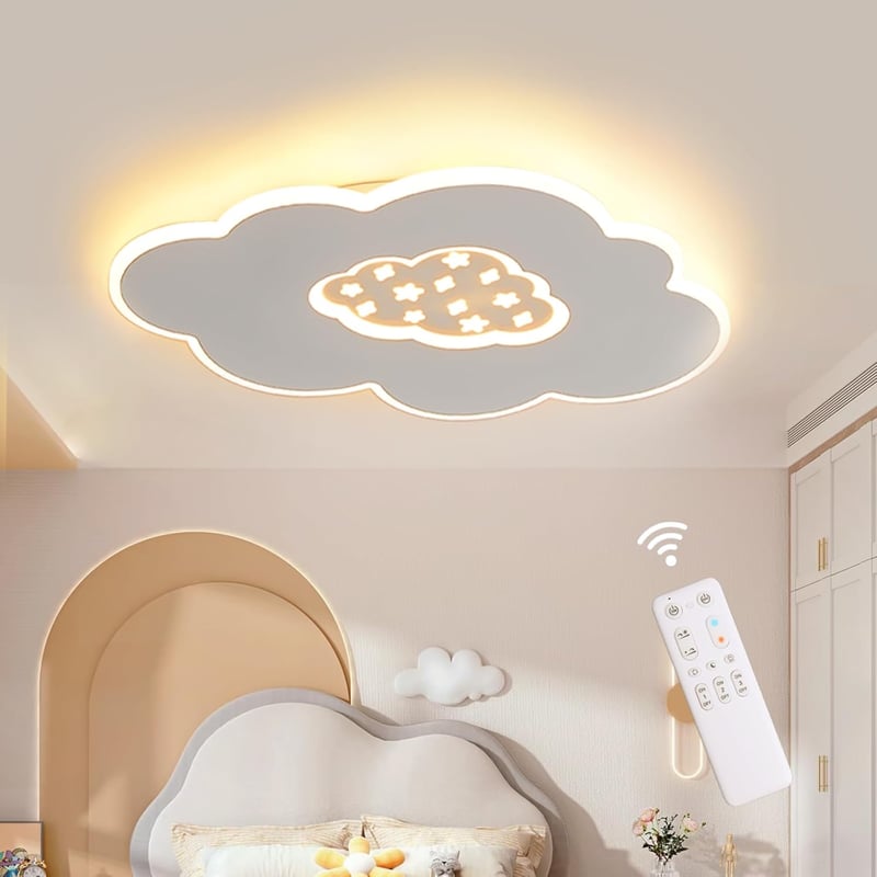 Baerolc Felhő Alakú LED Mennyezeti Lámpa 50 cm - Távirányítós, Fényerőszabályozható, 3000K-6000K, 30W, Gyerekszobába, Hálószobába, Nappaliba