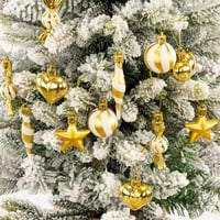 HERZONE Karácsonyi Függődíszek Szett - 13 db Arany Műanyag Dísz Karácsonyfára, Koszorúra - Gömbök, Csillagok, Hóember, Szívek, Jégcsapok 5