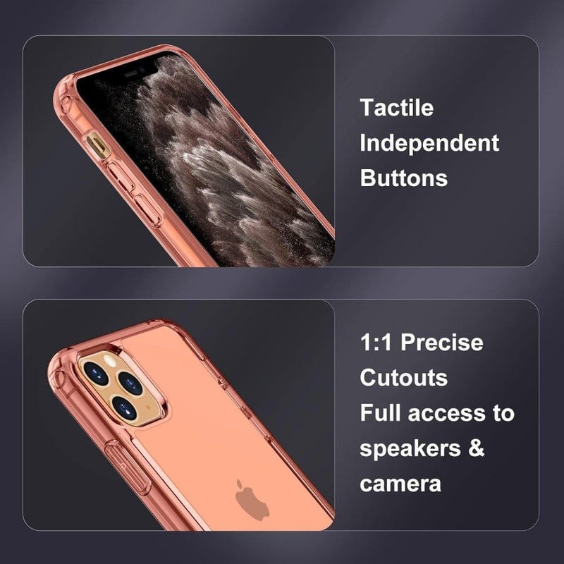 Apple iPhone 11 Pro Max Rózsaarany Áttetsző Szilikon Tok Kitámasztóval