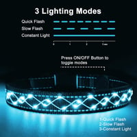 LED-es világító nyakörv kutyáknak, kék, USB-s, vízálló, állítható 4