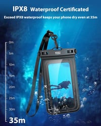 YOSH vízálló telefontok XXL méretű készülékekhez, 9"-ig, kártyatartóval - iPhone 15 Pro Max, Samsung S24 Ultra kompatibilis 2