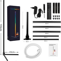 Weilim RGB Állólámpa 156 cm - Okos LED Lámpa Távirányítóval, Időzítővel, Alexa és Google Asszisztens Kompatibilitás, 16 Millió Szín, Zenei M 9