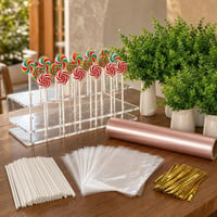Set Candy Bar festiv: 2 suporturi 15 găuri + 100 pungi celofan + 12 buchete eucalipt + hârtie cadou 1