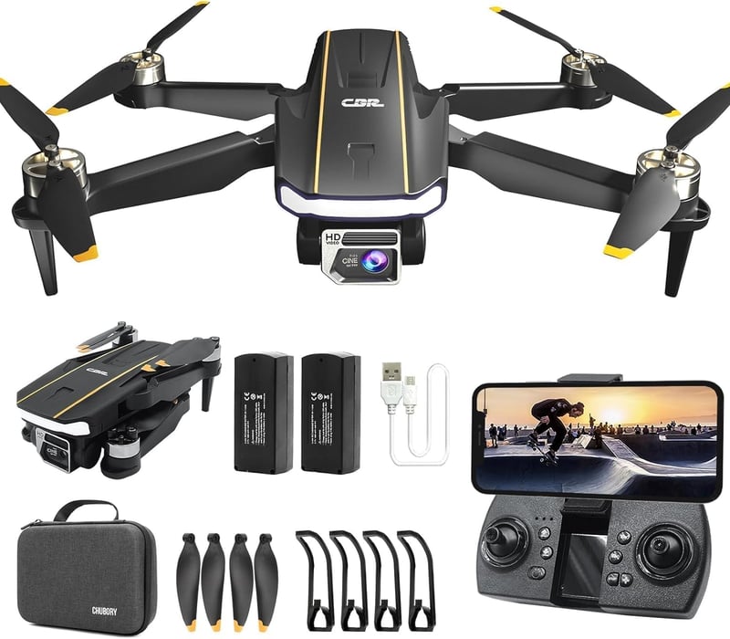 CHUBORY A68 WiFi FPV Drón Kezdőknek HD Kamerával, Kefenélküli Motorral, Automata Lebegéssel, 3D Flip Funkcióval, 2 Akkumulátorral és Hordtás