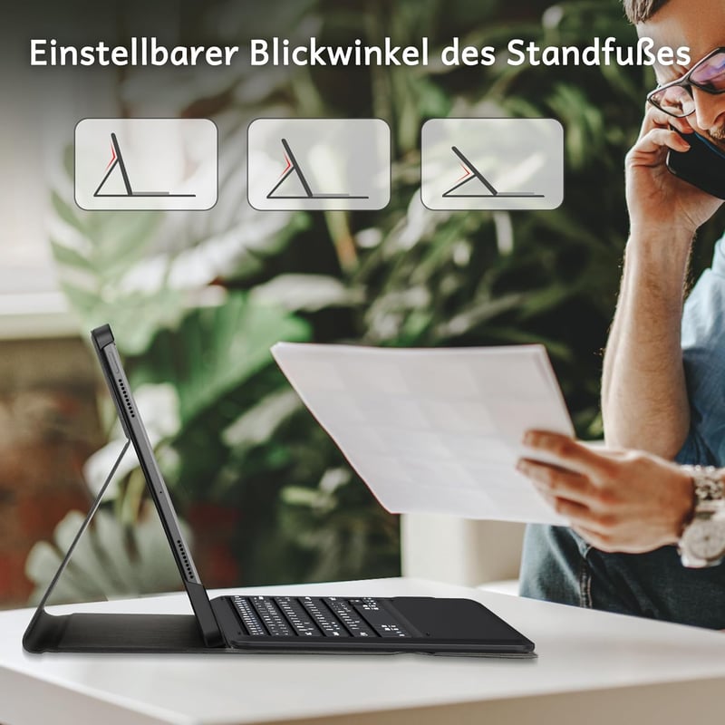 Lenovo Tab P12 2023 Bluetooth QWERTZ billentyűzetes tok, tollartóval - EasyAcc