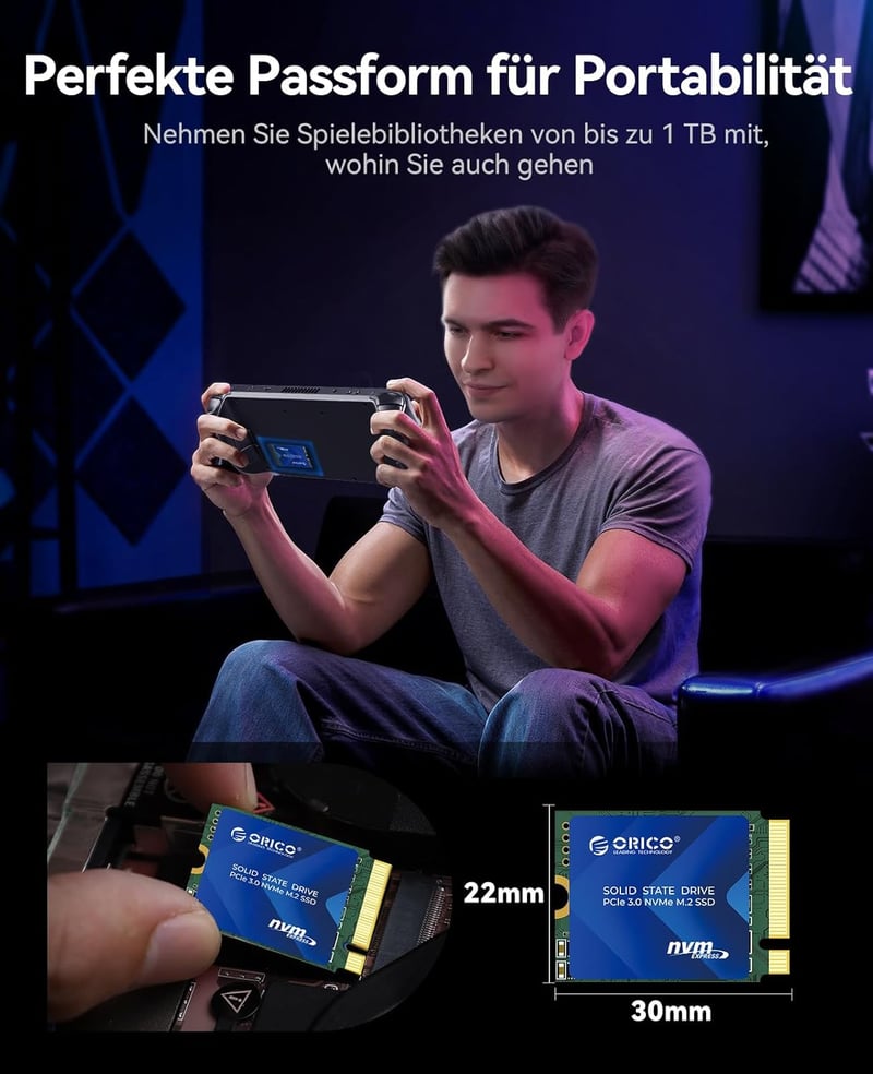 ORICO 256GB 2230 M.2 NVMe SSD - PCIe 3.0 x4 3600MB/s Olvasási Sebesség - Réz Hűtőbordás SSD Steam Deck, Surface Pro 9 és Mini PC Kompatibili