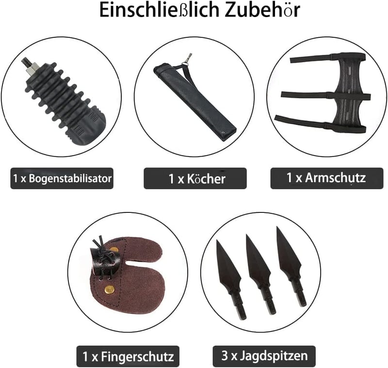 Huntingdoor 40 lbs Íjászfelszerelés Kezdőknek - 55 Colos Visszahajló Íj Szett Alumínium Markolattal, Jobbkezeseknek, 6 Szénszálas Nyílvessző