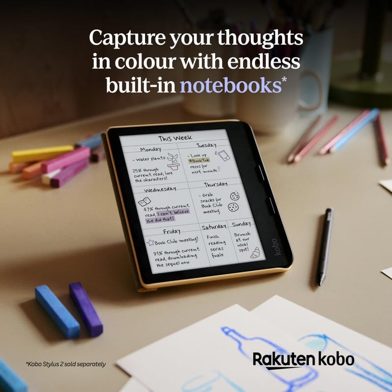 Kobo Libra Colour Fekete E-könyv Olvasó 7" Kijelzővel, 32GB Tárhely, Vízálló, Ergonomikus Kialakítás, Színes Képernyő