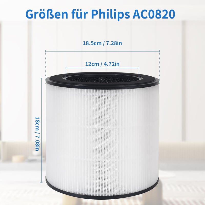 Awinker Aktív Szén Szűrő Philips 800 Sorozatú Légtisztítókhoz - HEPA Szűrő AC0820/10, AC0830/10, AC0819/10 Modellekhez - 99,95% Szűrési Haté
