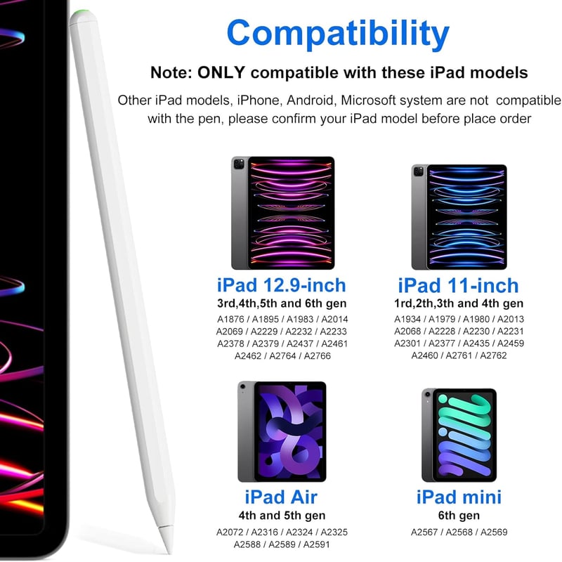 KEEPRO iPad ceruza 2. generáció - Mágneses töltésű, dőlés-érzékeny aktív toll iPad Pro, Air és Mini modellekhez