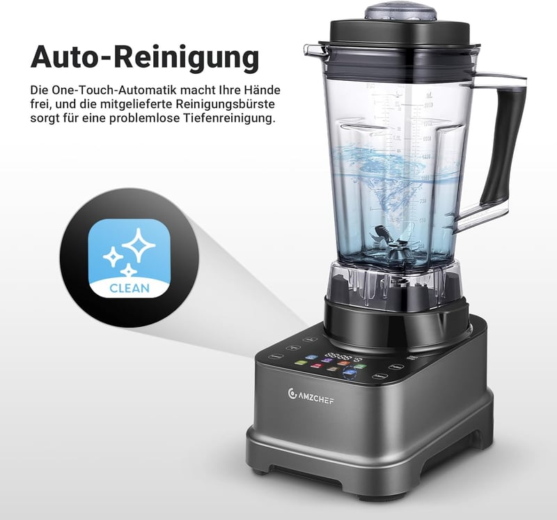 AMZCHEF 8 az 1-ben Multifunkciós Turmixgép 2000W | LCD Érintőképernyős Konyhai Mixer 2L Tartállyal | 8 Intelligens Program és 10 Sebességfok