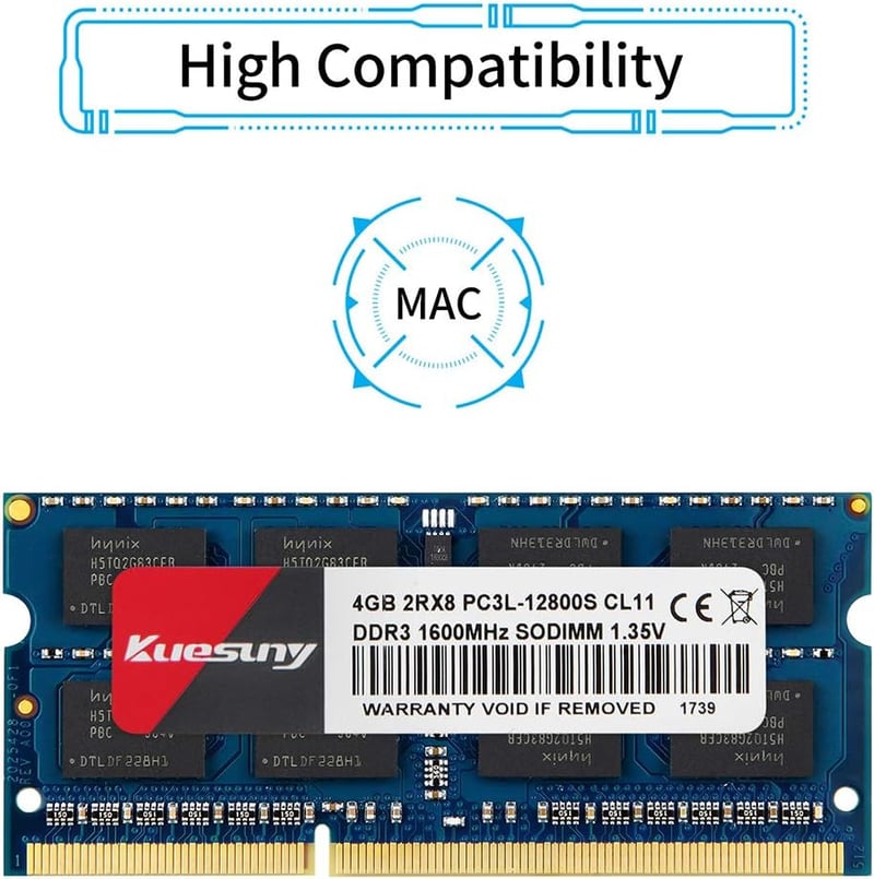 Kuesuny 8GB (2x4GB) DDR3/DDR3L 1600MHz Sodimm RAM - Laptop Memória Bővítés, 204 Pin, CL11, 1.35V/1.5V, Notebook Kompatibilis