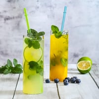 Újrahasználható műanyag szívószál készlet 24 db, 26,7 cm, tisztítókefékkel 6