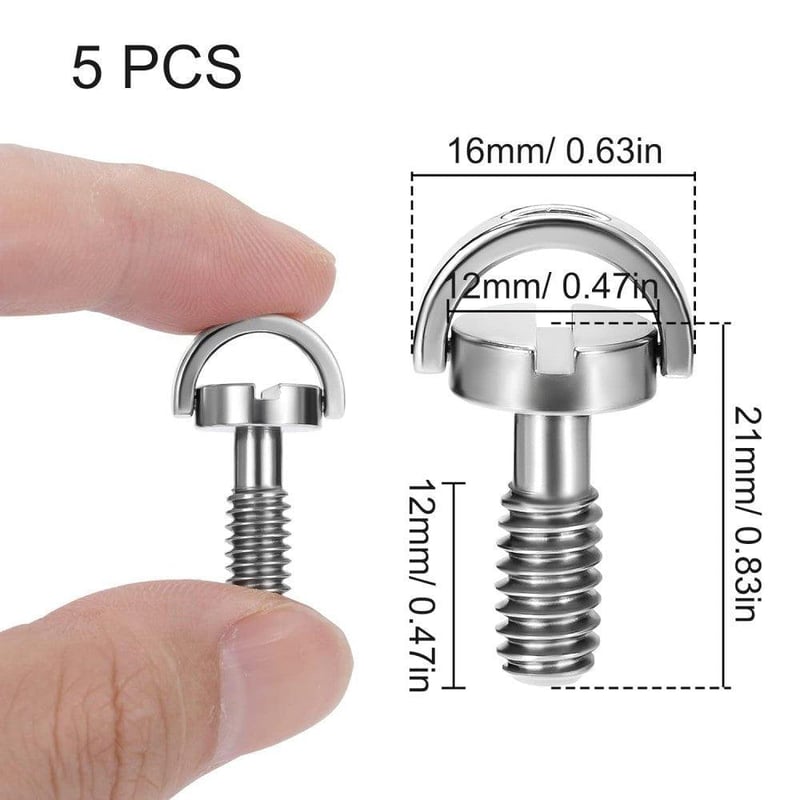 Rozsdamentes 1/4" D-gyűrűs kamera csavar szett, 5 db-os
