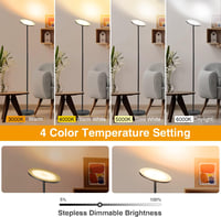 OUTON LED Állólámpa 30W - Folyamatosan Szabályozható Fényerő, 3 Színhőmérséklet, Távirányító, Érintésvezérlés, USB Töltőport, Modern Dizájn 2