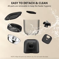PUPPY KITTY Automata Macska Etető WiFi Applikációval, Rozsdamentes Acél Tállal, 10 Étkezés Naponta, Hangrögzítés, Dupla Tápellátás, 3L Kapac - Black 6