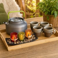 Teadélutáni vízforralóvarázs: 1,2 l vízforraló + bambusz tálca + 3 db LED mécses 1