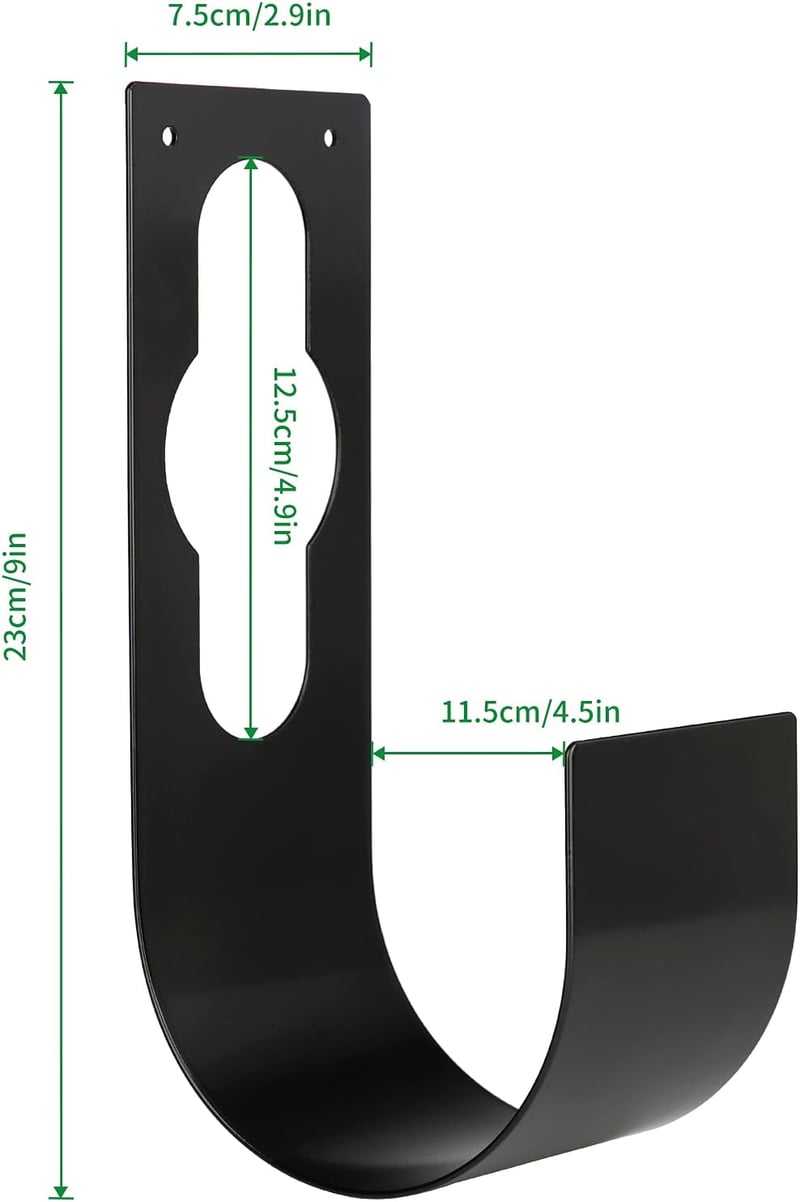 KINGLAKE Fali Locsolótömlő Tartó - Fém Kerti Tömlőakasztó Bővíthető Öntözőcsövekhez, Fekete, Rozsdaálló, 23 cm