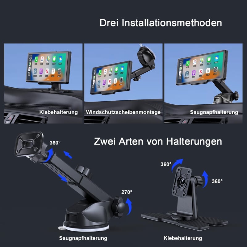 Avylet 9,26" Vezeték Nélküli CarPlay Kijelző 4K Műszerfali Kamerával - Apple CarPlay & Android Auto Támogatás, GPS Navigáció, Tolatókamera