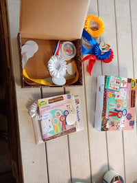 Kreatív súprava na výrobu víťazných stúh Lena Happy Horse Hobby Horse pre deti – 4 rozety, medaila, trblietavá plsť a šablóny na diplomy, od 6 rokov 2