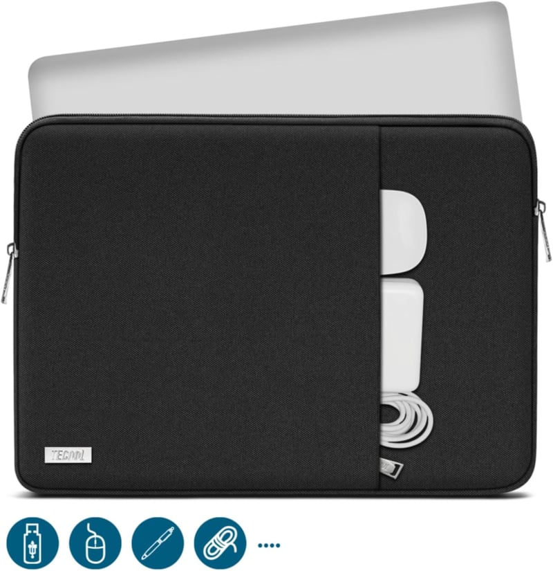 MacBook Air M2/M3 13,6" és Surface Pro 13" Fekete TECOOL Védőtok