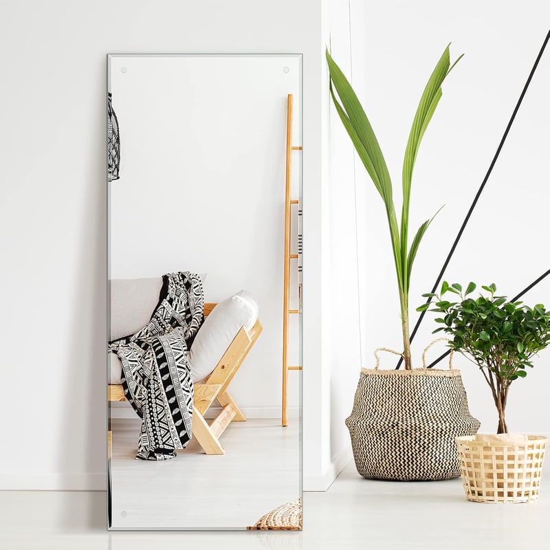 Dripex Keret Nélküli Fürdőszobai Tükör 120x45 cm - Polírozott Szélű Fali Tükör Előfúrt Lyukakkal Hálószobába, Nappaliba